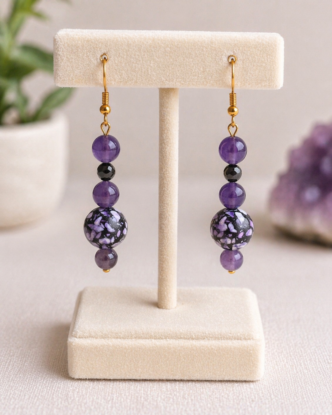 Midnight Amethyst Drop Earrings