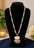 Abalone & Carved Stone Statement Necklace –