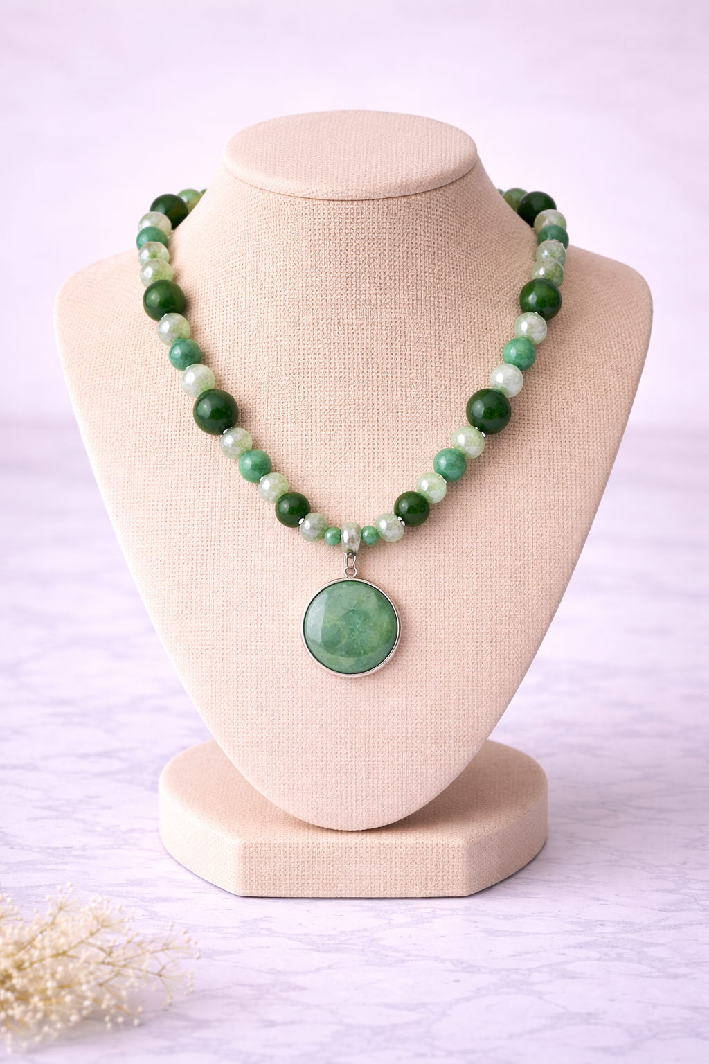 Jade Rose Pendant Necklace