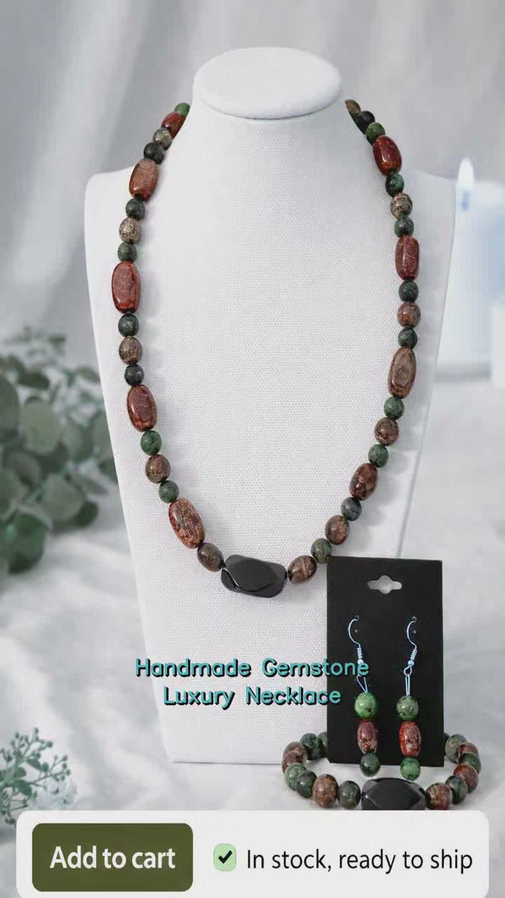 Handmade carnelian & CItrine Gemstone Jewelry Set- Elegant Beaded Necklace